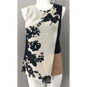 Bailey 44 Floral Silk, Knit, Leather Top